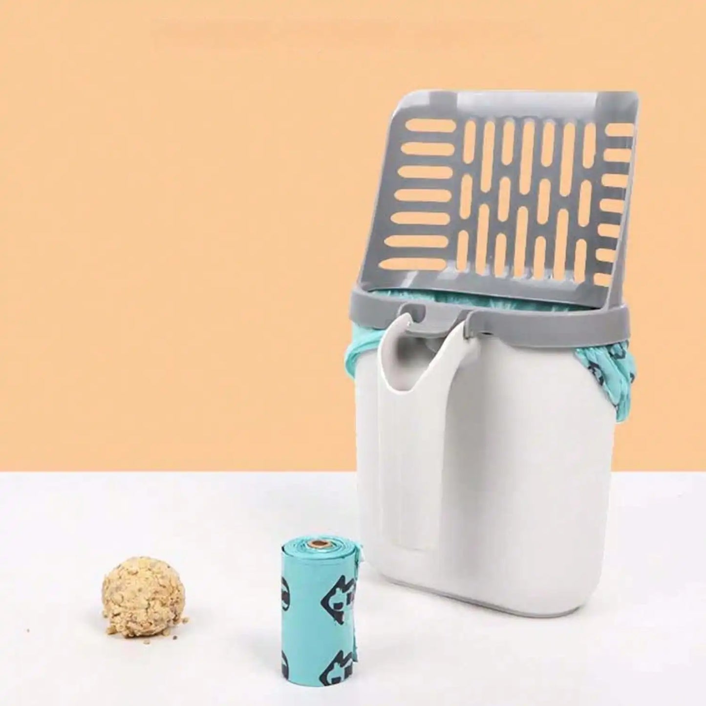 Cat Litter Scoop With Baffle, Large Shovel Mouth is Detachable, With Garbage Bags, And Garbage Bags Can be Stored at The Bottom