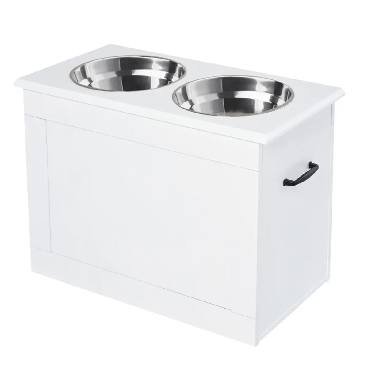 Raised Dog Bowls with Storage for Large Breeds Removable Stainless Steel Bowls Easy Clean Pet Feeding Station