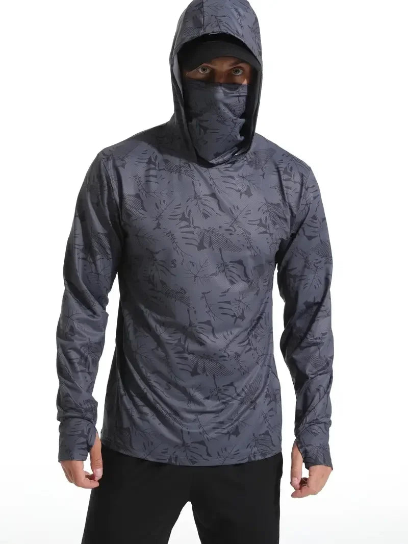 Fishing Shirt Hooded Men Fishing Clothes Outdoor Summer Mask Hoodie