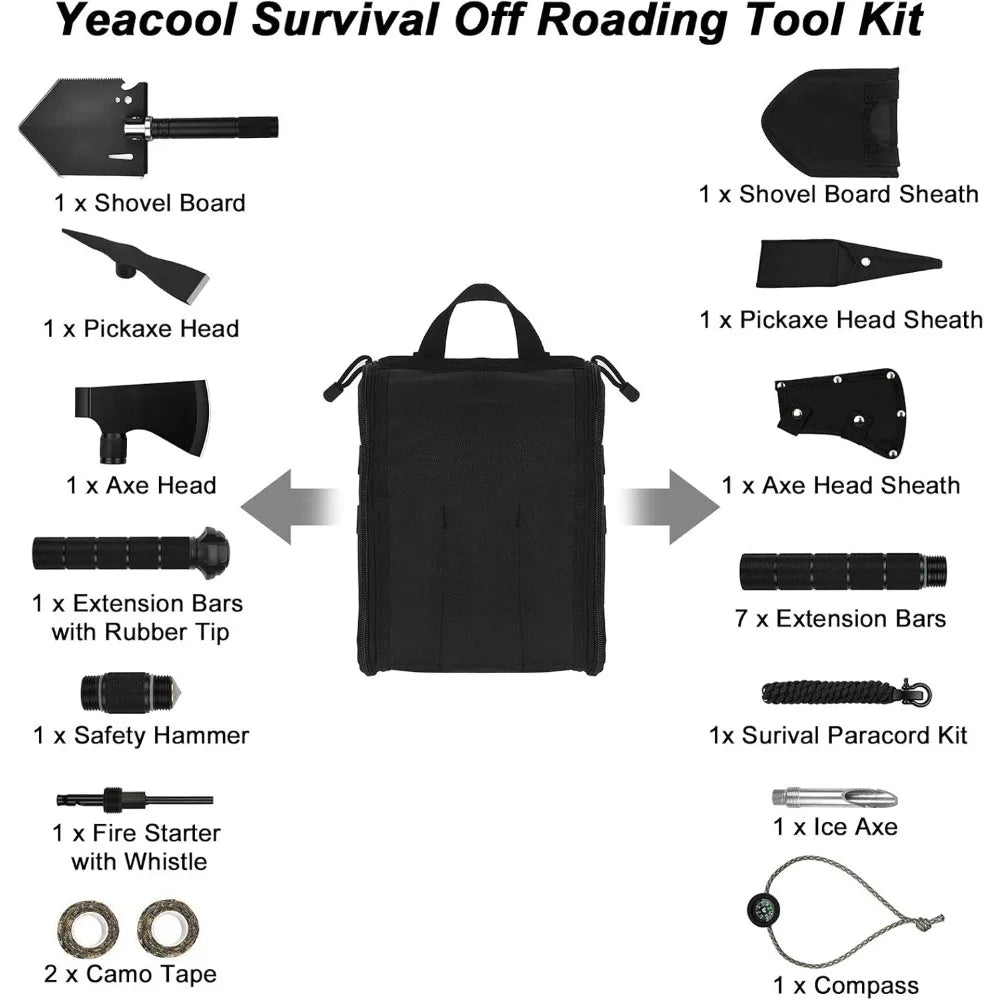 Camping Shovels Axe Military Spade Folding Off Road Tool Kit for Camping Hiking Metal Detecting and Emergency Outdoor Use