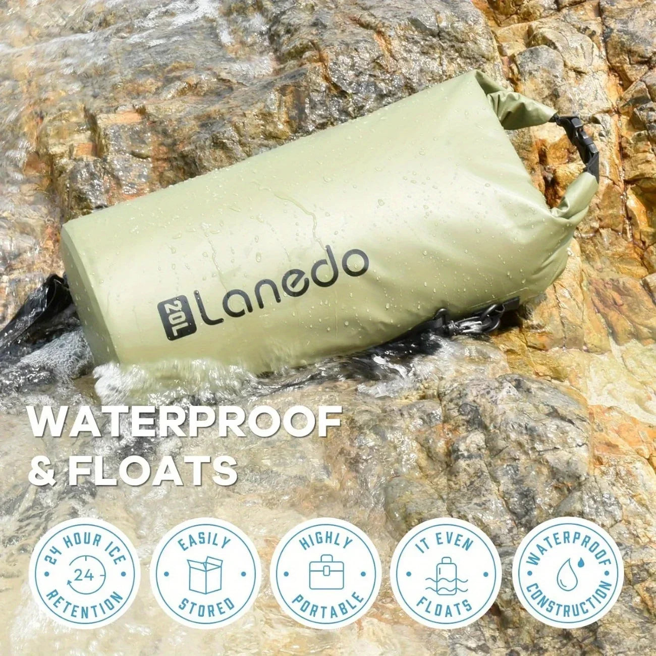 Lanedo Round Barrel Collapsible Backpack Cooler Waterproof Hands Free Cooler Bag 24 Hours Cooling Soft Sided Cooler