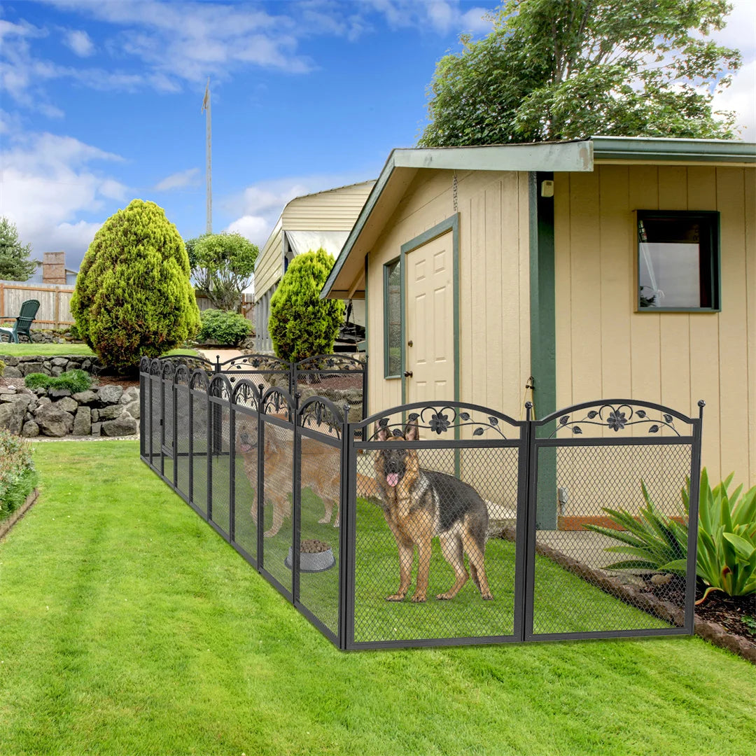 8 Panels DIY Heavy Duty Dog Playpen Indoor Outdoor Metal Fence with Waterproof Fertility Pad for Whelping and Training