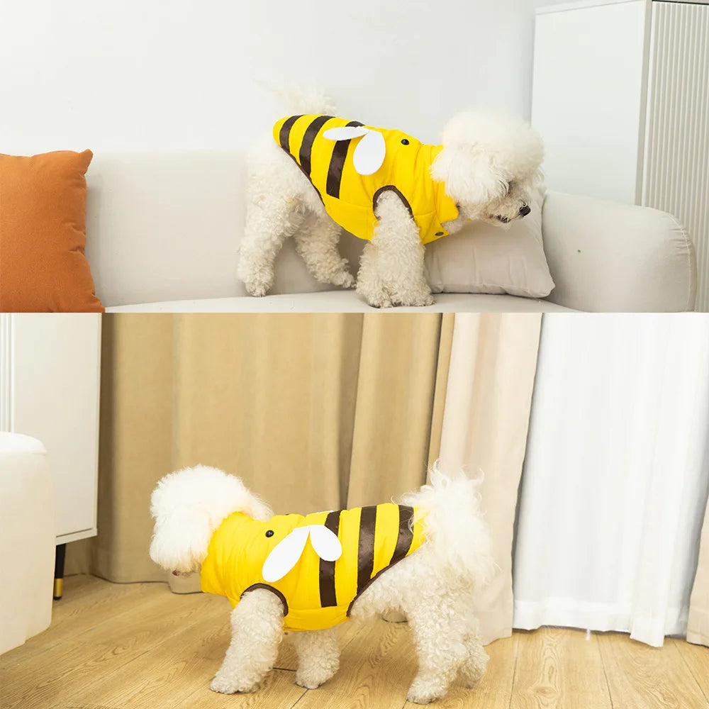 Dog and Cat Clothes Four Seasons Waterproof Warm Bee Design Pet Apparel