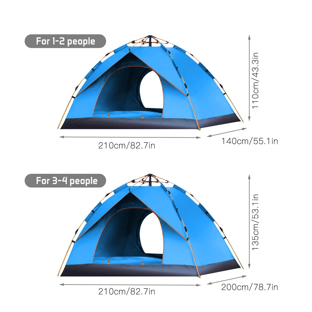 Outdoor Pop Up Tent Water-resistant Portable Instant Camping Tent for 1-2 3-4 People Family