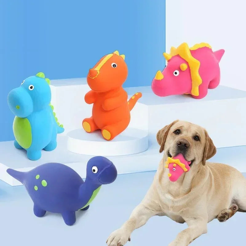 Squeaky Dinosaur Dog Toys Interactive Latex Chew Toy for Excess Energy Release and Fun Play