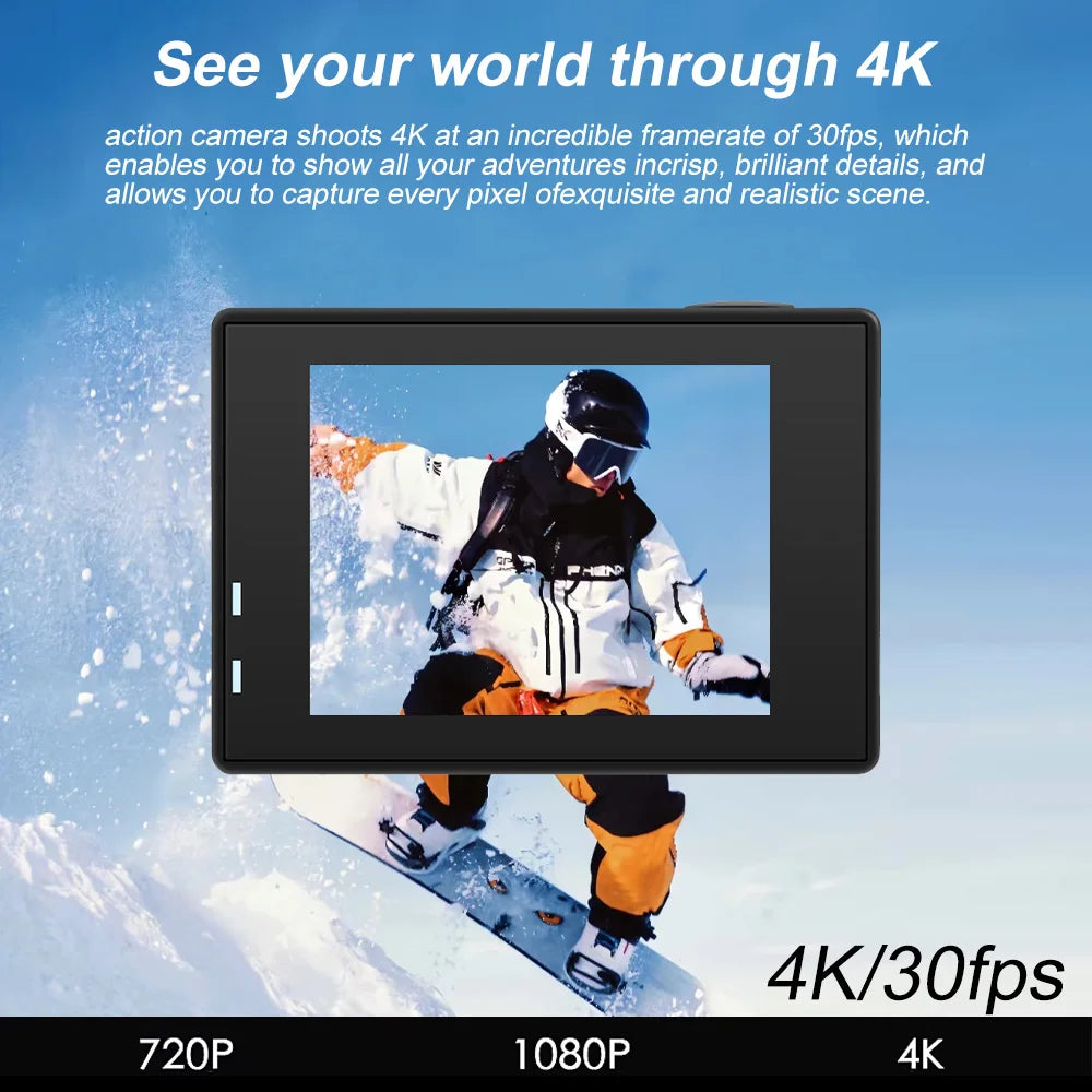 4K Action Camera A1 Ultra HD WiFi 12MP 2 Inch LCD 30M Waterproof 170 Degree Remote Control Helmet Bicycle Video Camera Outdoor Sport Cam