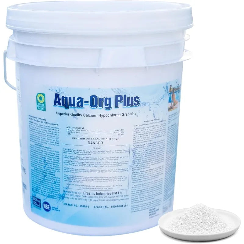 Pool Shock by Aqua Org Plus - 65% Granular Cal Hypo - Swimming Pool Shock for In-Ground, Above Ground, Spas & Hot Tubs - 50