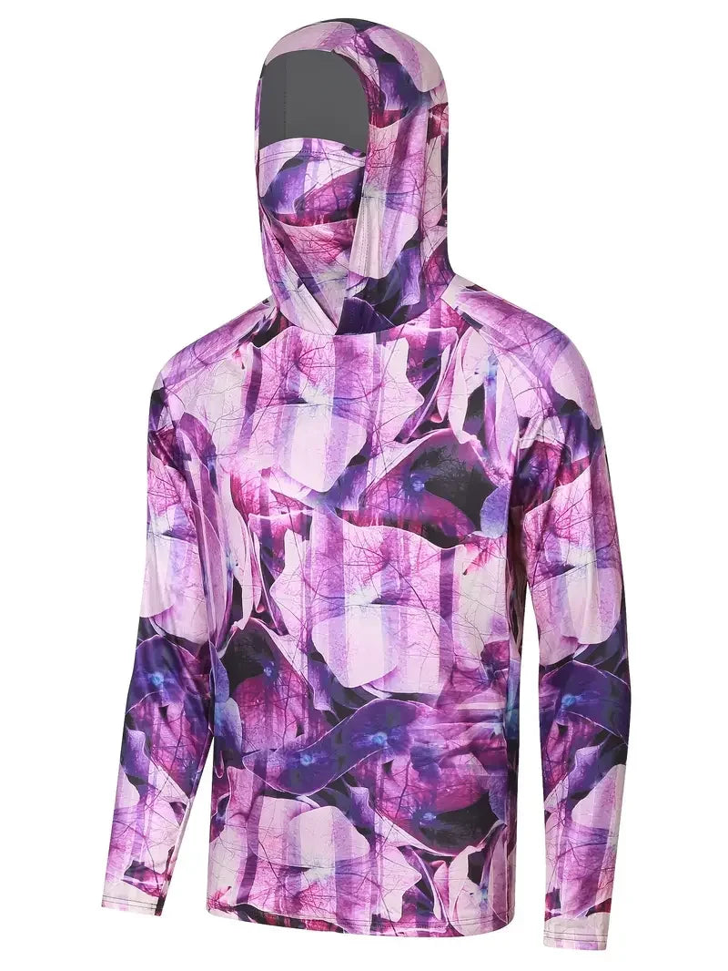 Fishing Shirt Hooded Men Fishing Clothes Outdoor Summer Mask Hoodie