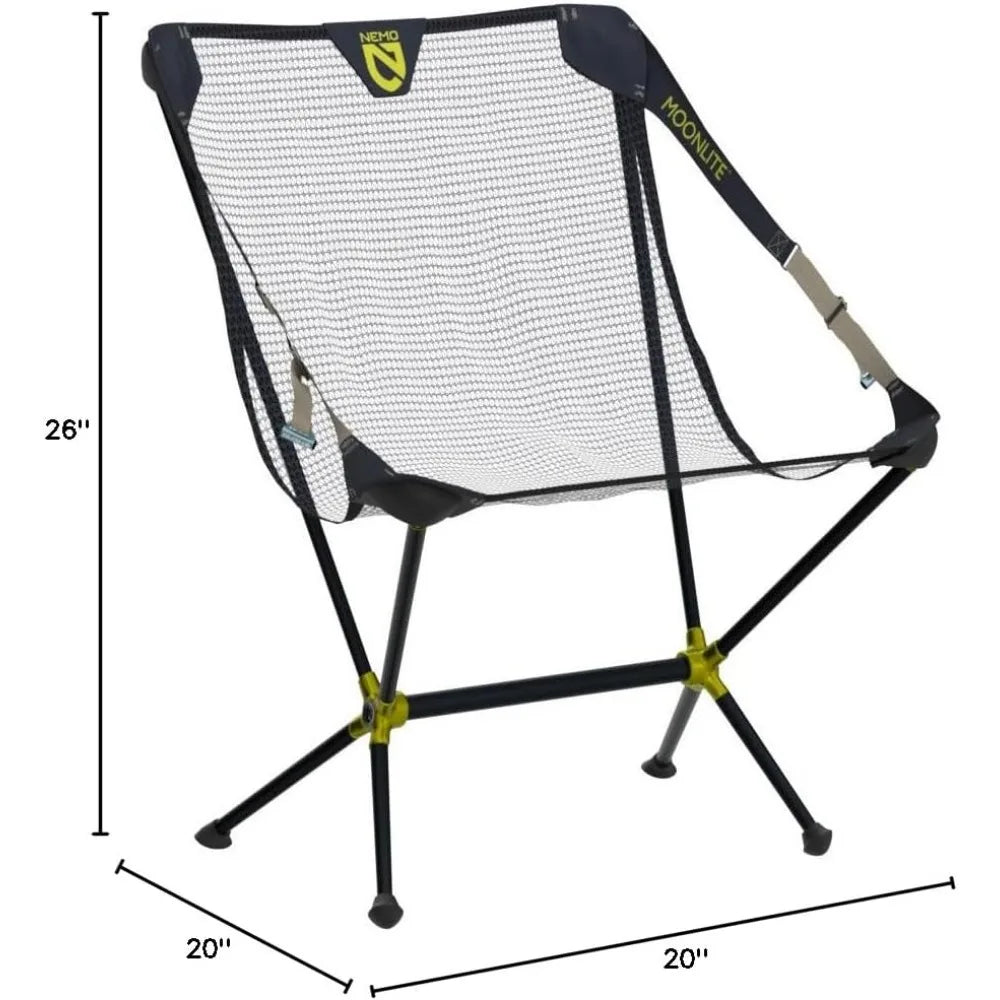 Reclining Camp Chair Portable Backpacking and Camping Chair Adjustable Foldable One Size Black Pearl