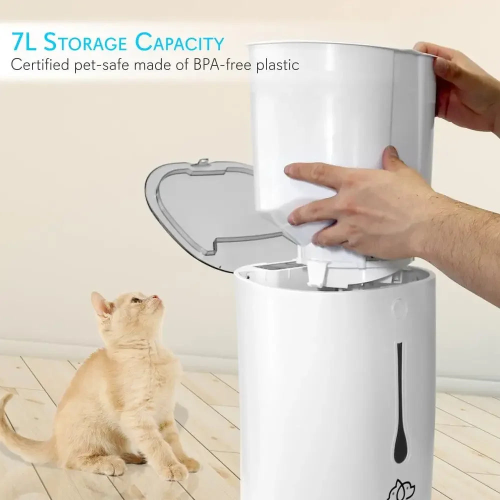 Smart Automatic Pet Feeder Programmable Digital Dispenser with Voice Message Playback Adjustable Food Amount & Frequency LCD
