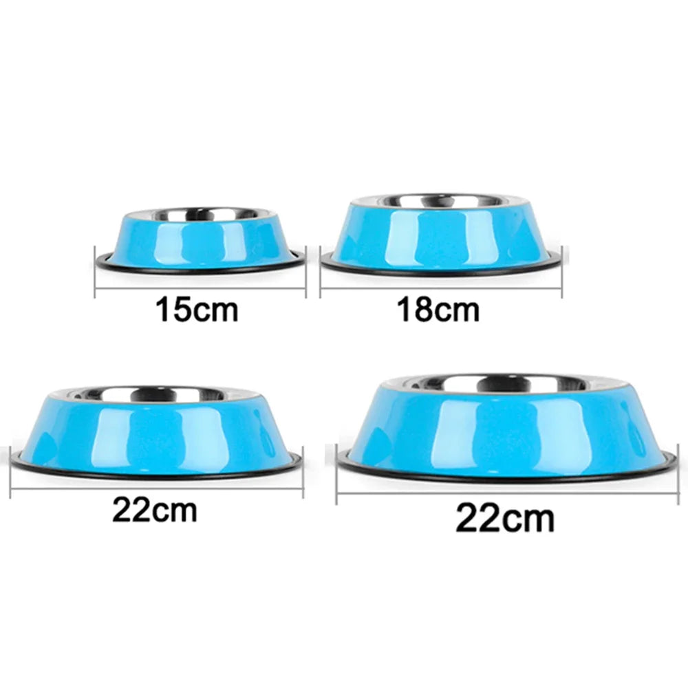 New Pet Dog Stainless Steel Bowls for Puppies and Cats Food and Water Dish Feeder Travel Non-slip Feeding Dishes Pet Supplies