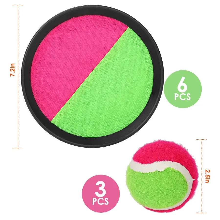 3 Sets Toss and Catch Ball Paddle Outdoor Game for Beach and Backyard Fun