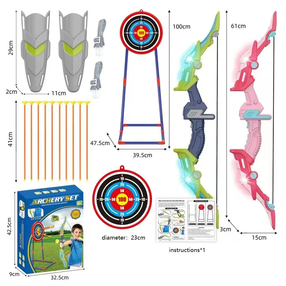 Bow and Arrows Kids Archery Bow Practice Recurve Bow Indoor Outdoor Sports Game Hunting Shooting Toy Gift Kit Set