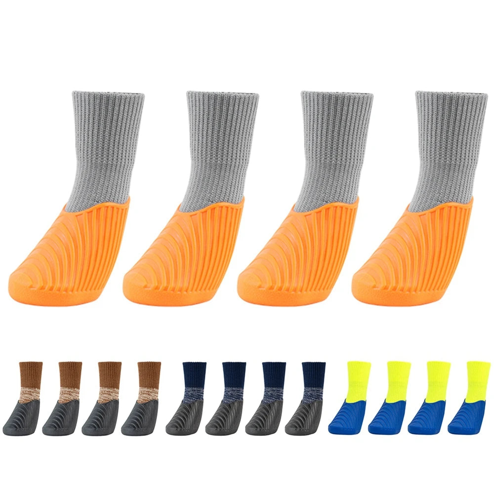 4 Pieces Set Dog Rain Shoes Anti Slip Sole Waterproof Cat Shoe Rubber Boots Outdoor Footwear Socks Dog Foot Cover Protectors