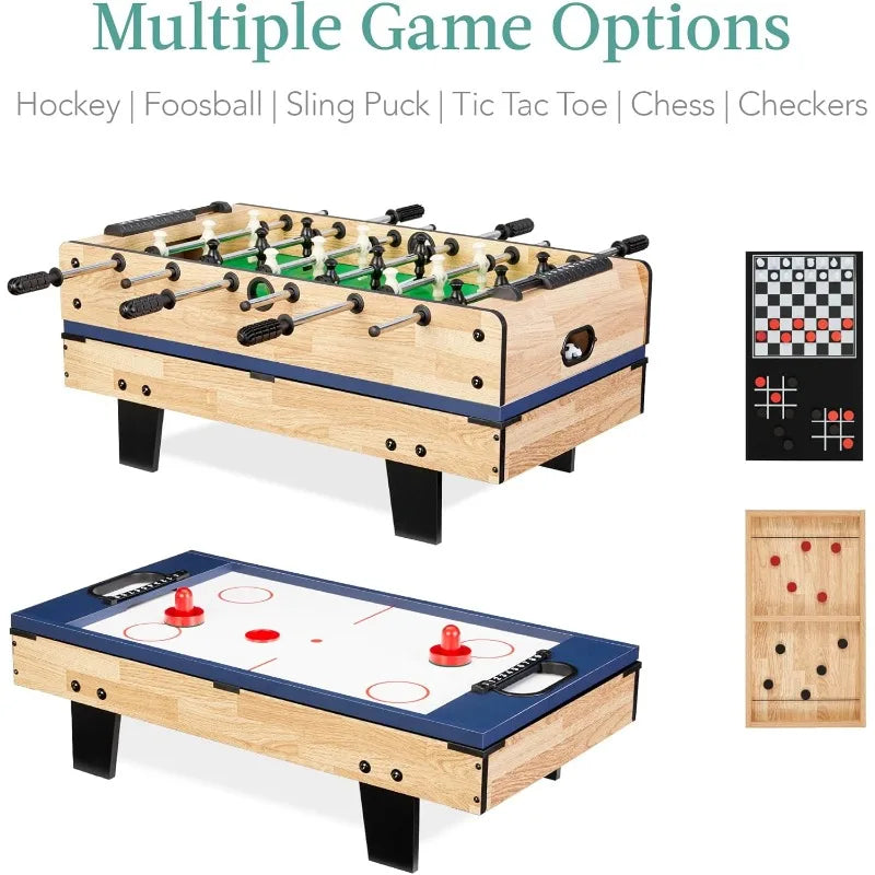 Best Choice Products 11 in 1 Combo Game Table Set for Home and Game Room with Ping Pong and 5 Accessory Bags Light Wood