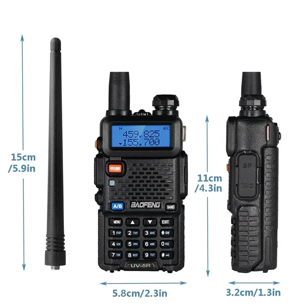 4Pcs Baofeng UV-5R 5W Tri Power Walkie Talkie High Power Dual Band Long Range Portable Handheld Radio