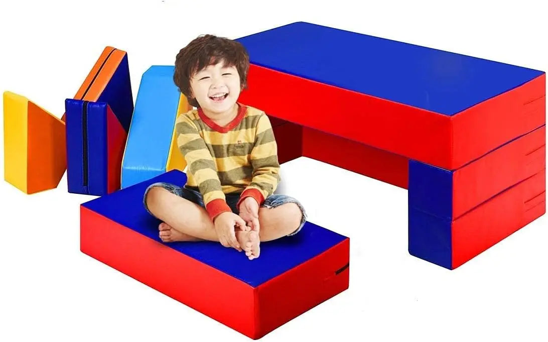 4 in 1 Unique Shapes Convertible Climb and Crawl Foam Set for Climbing Crawling Sliding 8 Piece Colorful PU Activity Play Soft