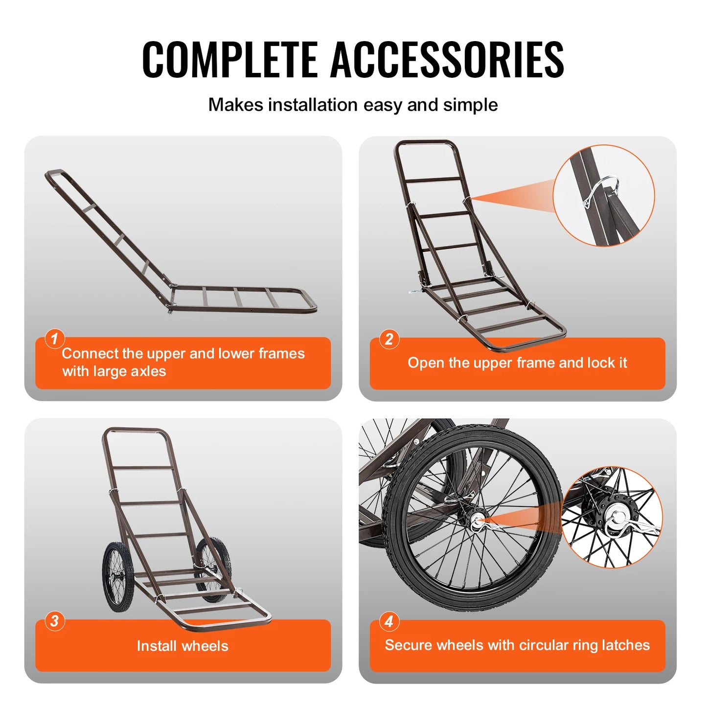 VEVOR Deer Cart 300 Pounds Capacity Folding Game Cart Heavy Duty Accessories Utility Gear Dolly for Hunting Fishing Hiking