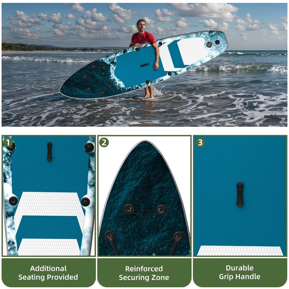 Inflatable Stand Up Paddle Board 11 Feet Complete Kit Fishing Paddleboarding Accessories Non Slip Deck Durable PVC Water Sports