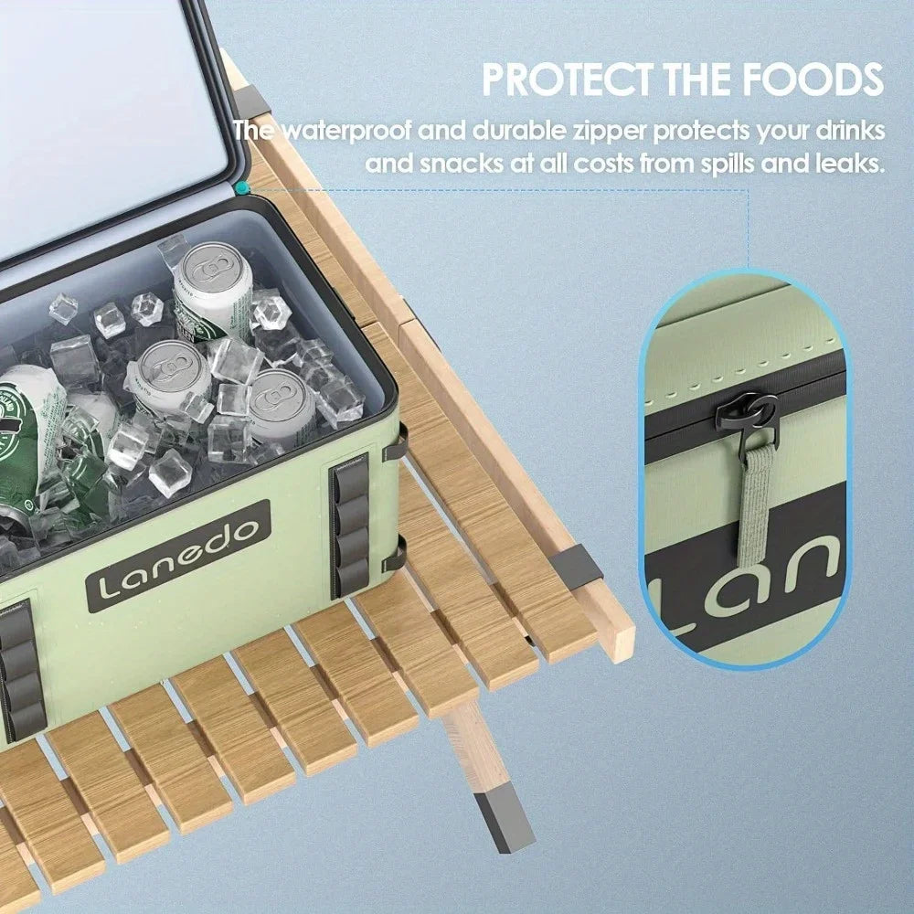 Lanedo Soft Cooler 36 Can 25 Bottles Insulated Portable Ice Chest Floating Leak Proof Green