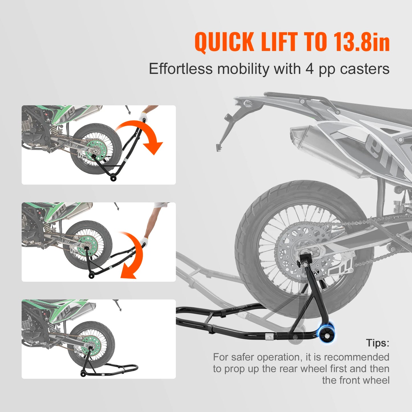 VEVOR Motorcycle Stand Lift 850 Pounds Front Rear Combo Heavy Duty Fork Stand