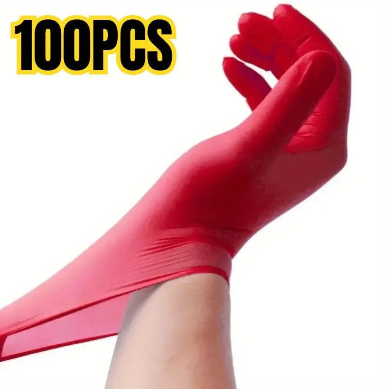30/50/100PCS Disposable Red Nitrile Gloves Household Cleaning Gloves for Kitchen Beauty Salons Household Pets Dog brush Dog bath
