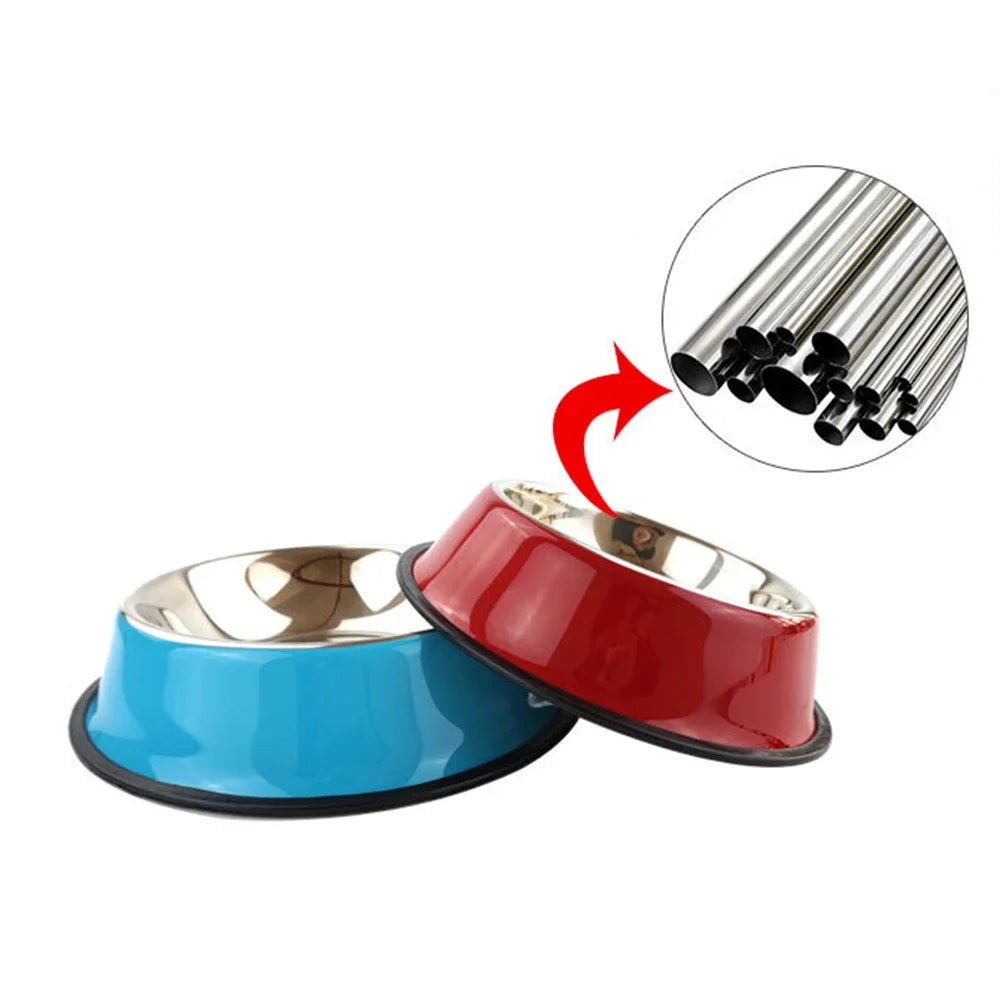 New Pet Dog Stainless Steel Bowls for Puppies and Cats Food and Water Dish Feeder Travel Non-slip Feeding Dishes Pet Supplies