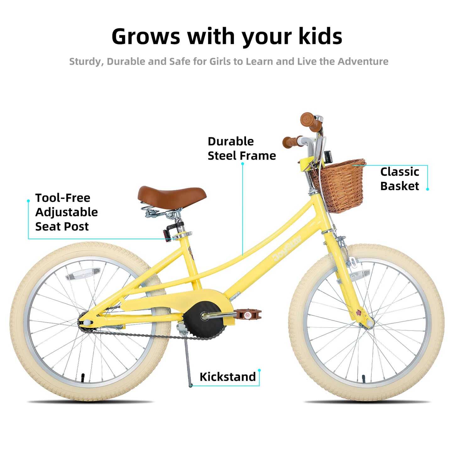 Joystar Retro Style Girls Bike for Toddlers Ages 2 to 12 Years 12 14 16 Inch Kids Bike with Training Wheels and 20 Inch with Kickstand