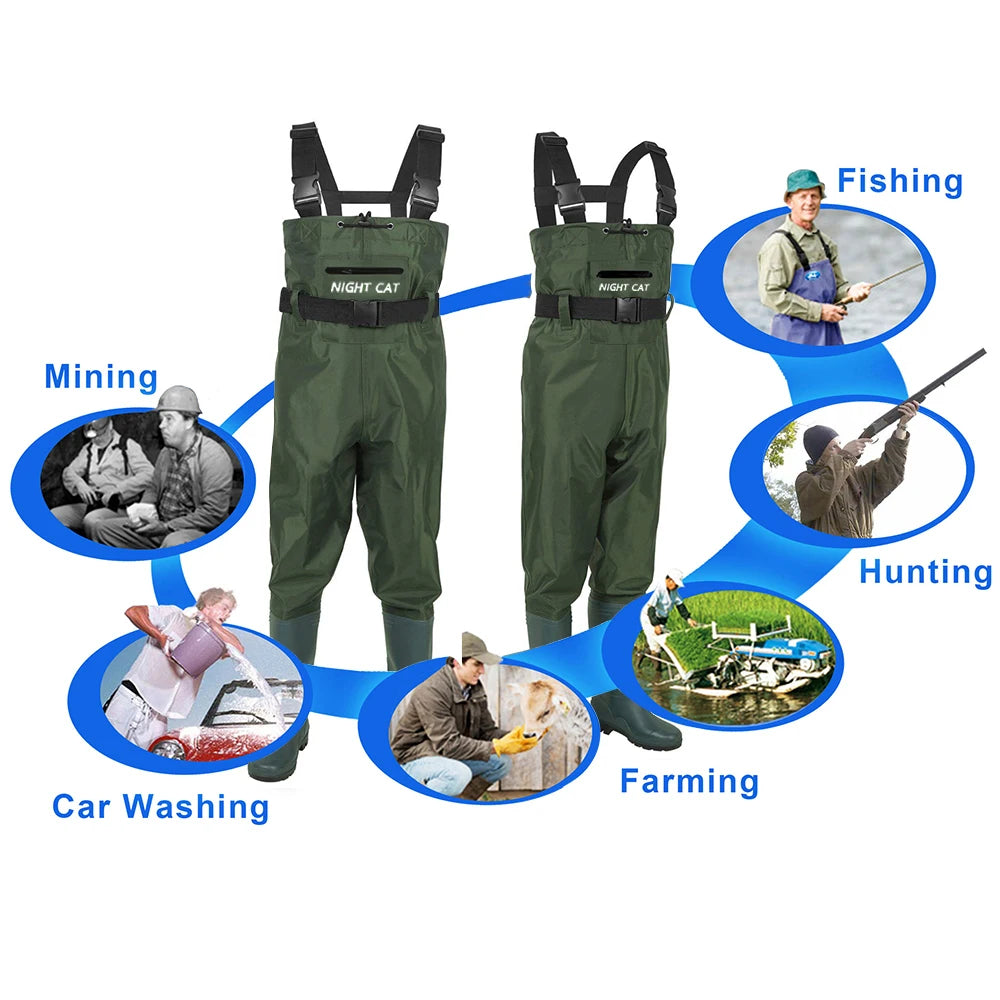 Lightweight Waterproof Breathable Fishing Waders PVC Rubber Chest Waders with Boots for Hunting and Diving