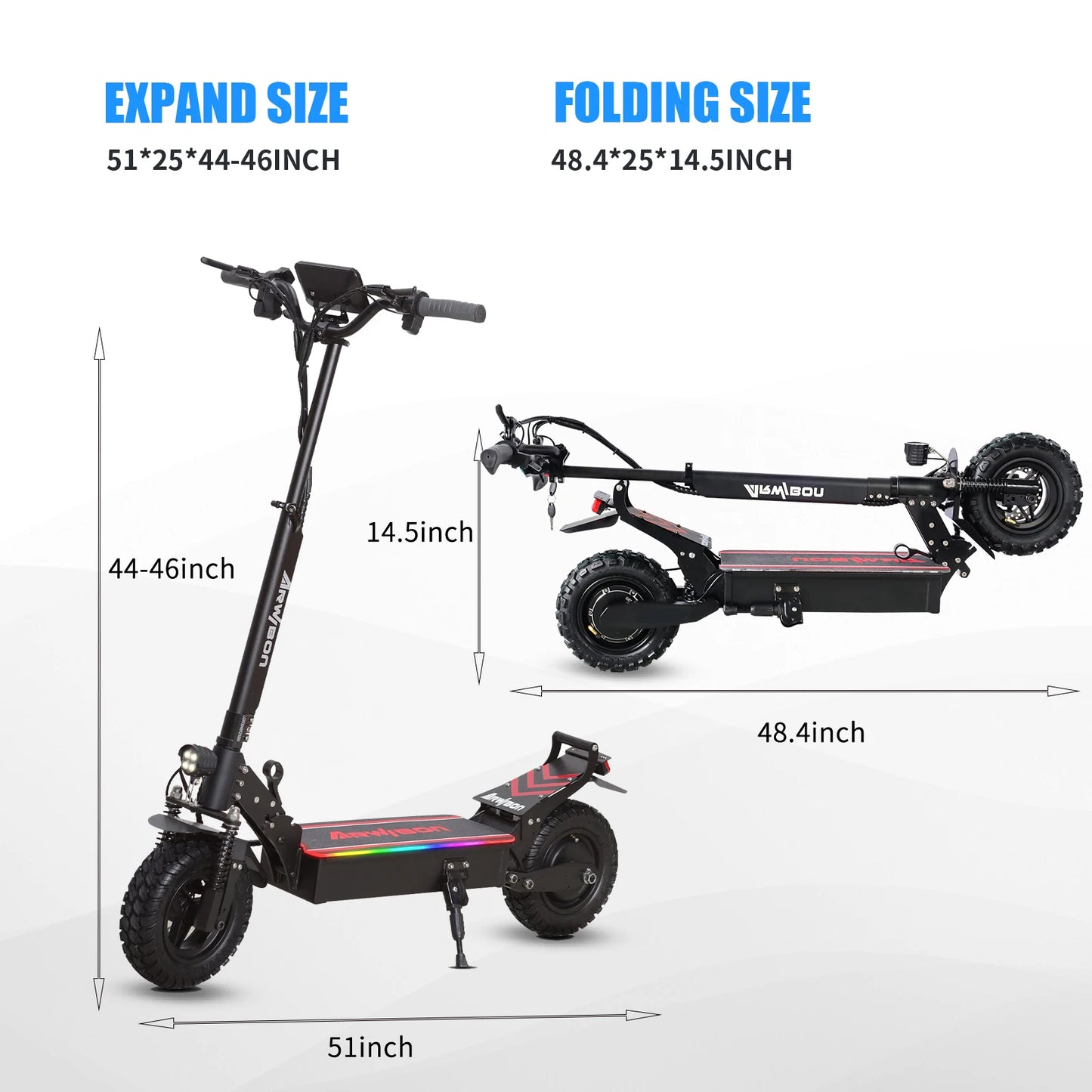Arwibon Q30 Adult Electric Scooter 2500W Motor Top Speed 30MPH 48V 16AH 11 Inch Off Road Tires Sport Commuter Folding EScooter