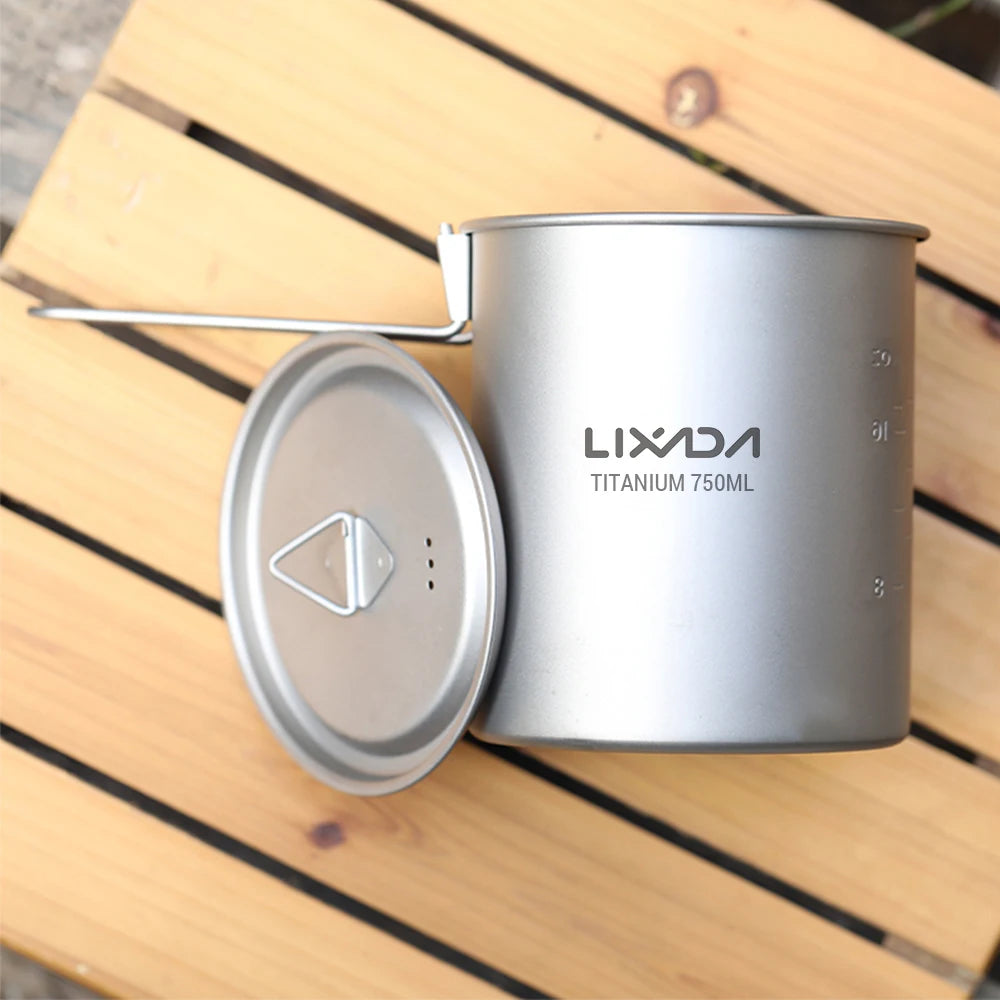 Ti Water Cup with Lid and Handle Outdoor Camping Tea Cup