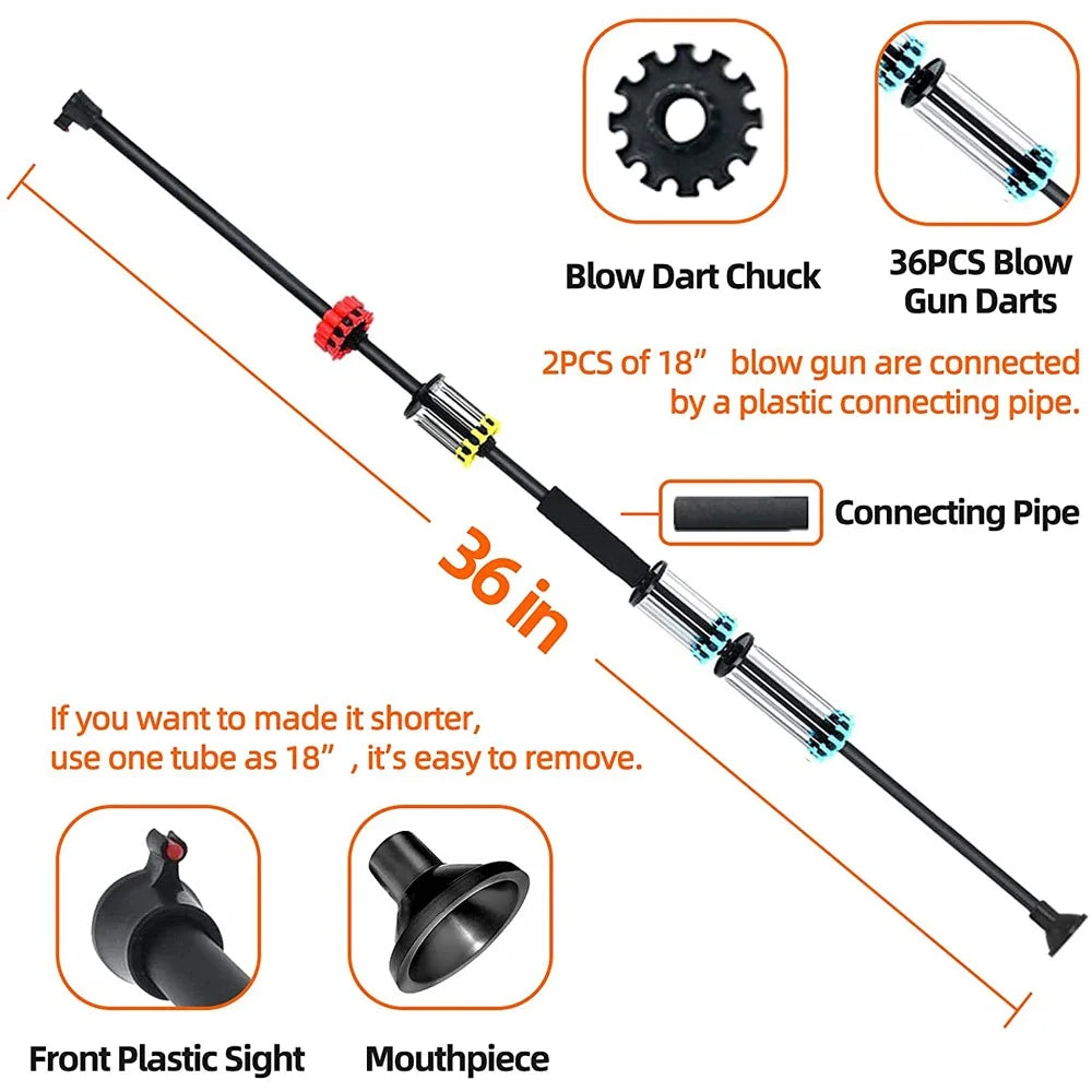 36 Inch 48 Inch Upgrade 40 Caliber Professional Training Blowgun and Competition Dedicated Blowpipe with 4 Types of Darts