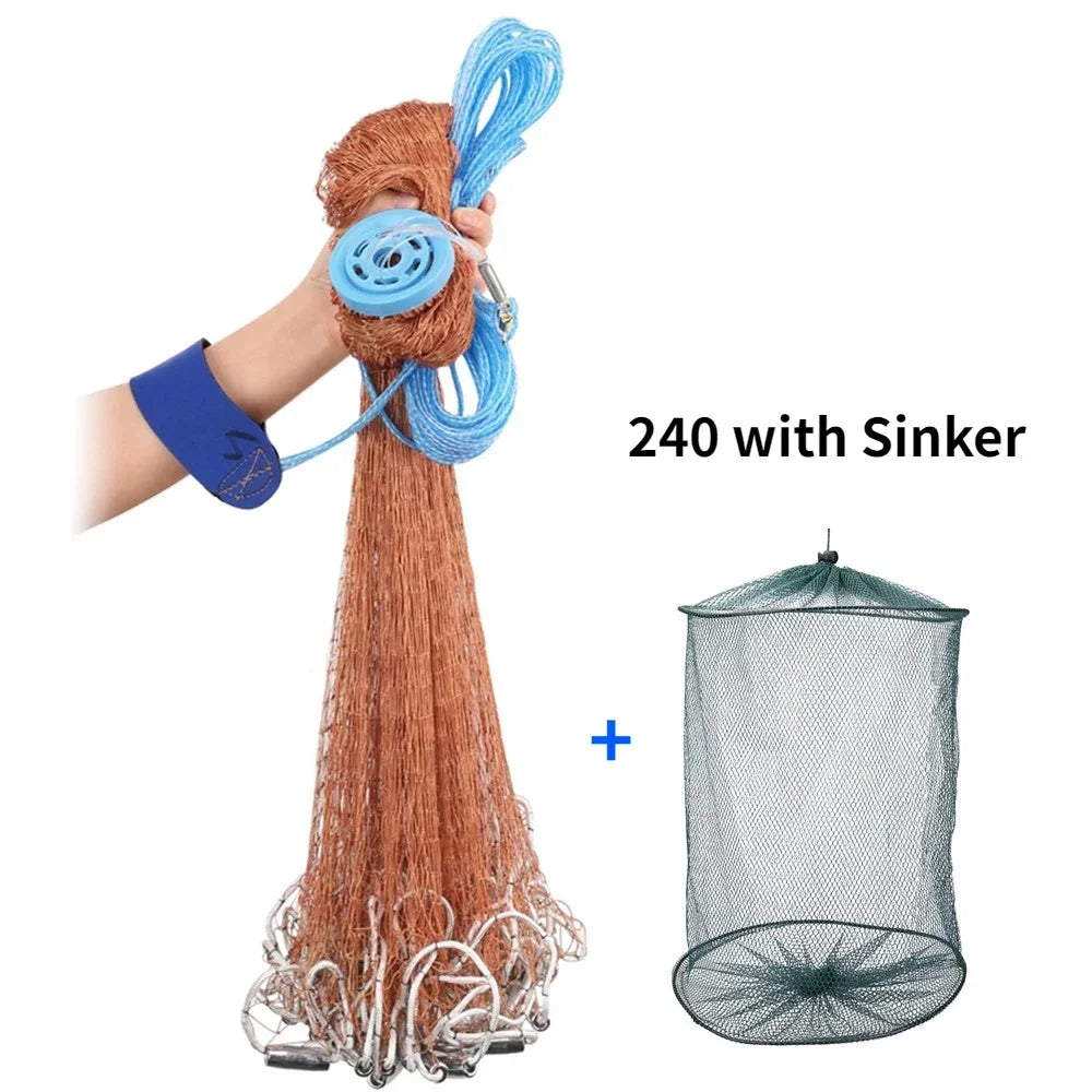 Cast Net Fishing Net with Sinker and Without Sinker USA Hand Throw Tool Outdoor Gill Net
