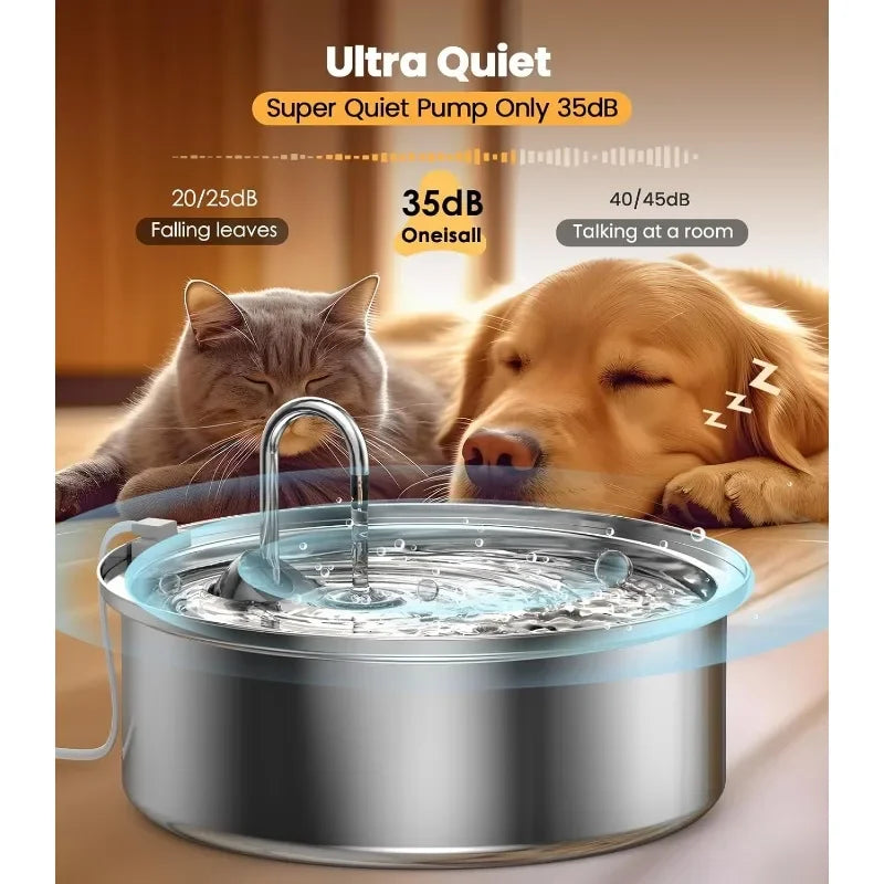 Dog Water Bowl Dispenser 7L Quiet Automatic Stainless Steel BPA Free for Cats