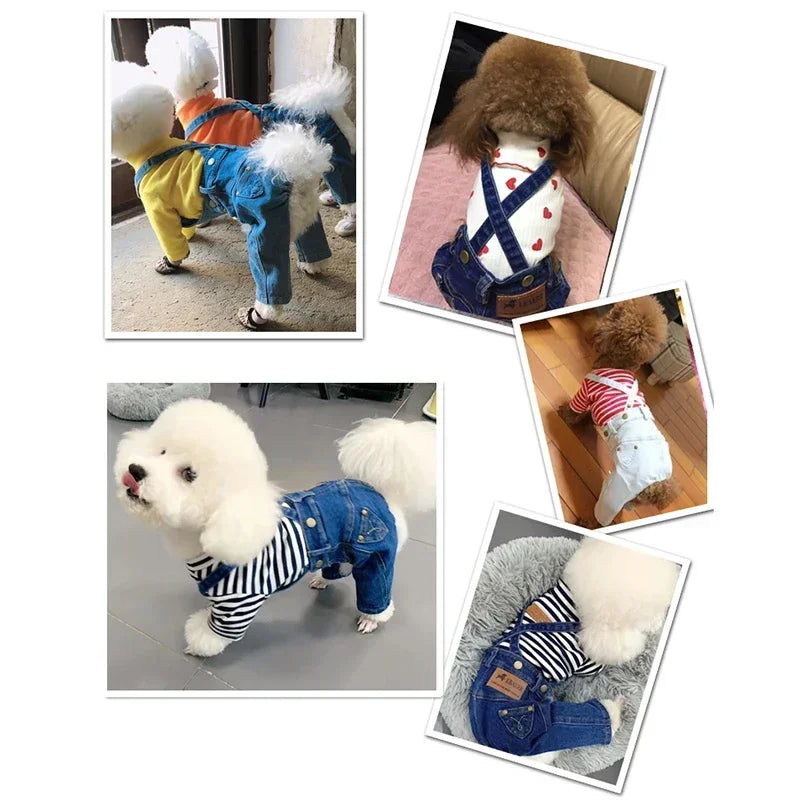 Denim Dog Jumpsuit Pet Clothes For Dogs Coat Jacket Jean Dog Clothes French Bulldog Clothing For Small Dogs Chihuahua Yorkshire
