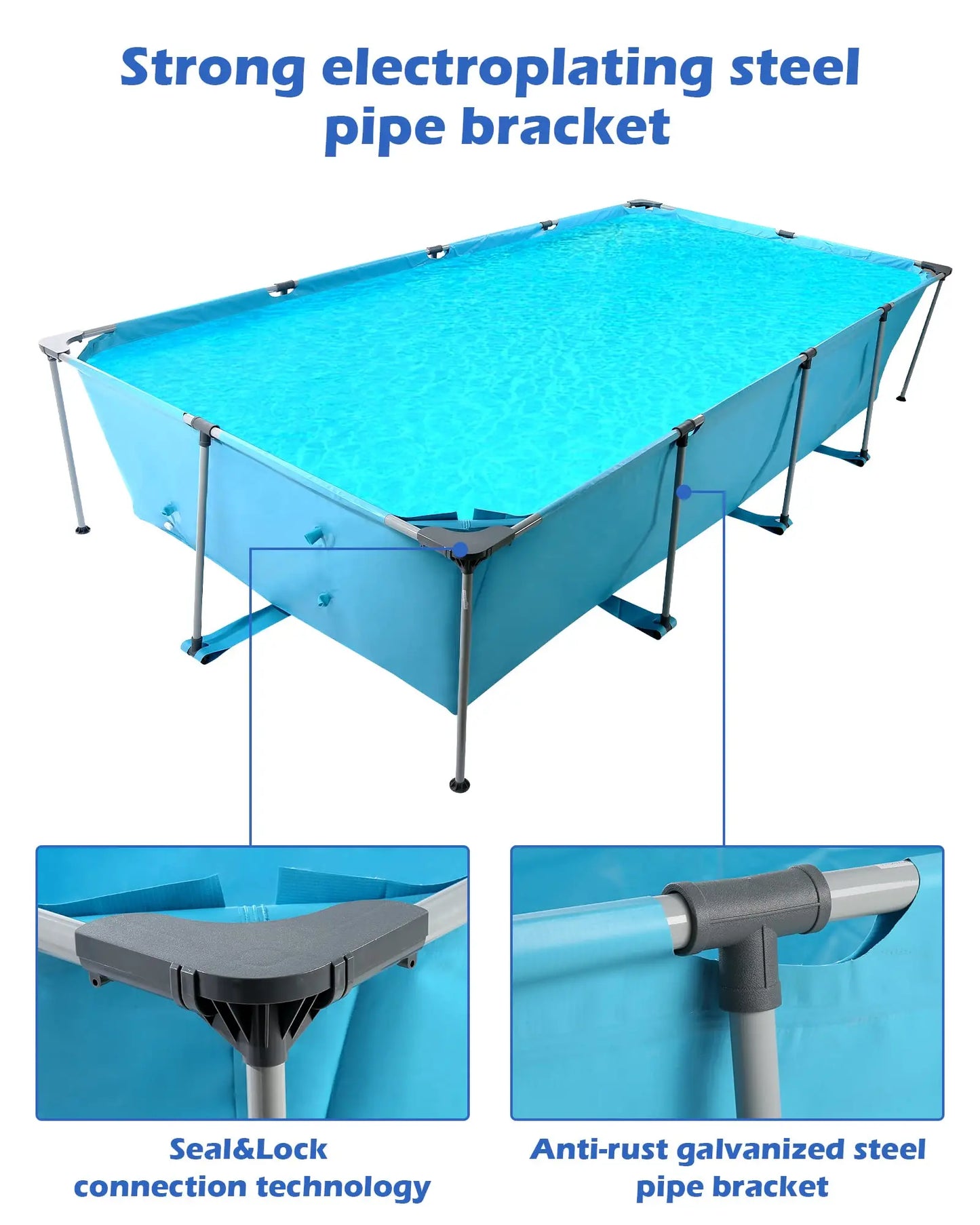 Swimming Pool Above Ground Outdoor 10 ft Rectangular Frame Pools Blue Family Outdoor Use