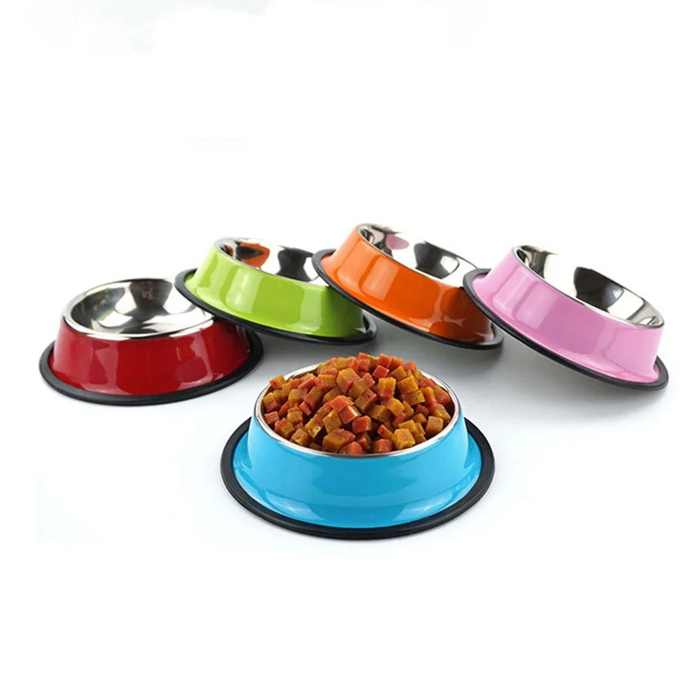 New Pet Dog Stainless Steel Bowls for Puppies and Cats Food and Water Dish Feeder Travel Non-slip Feeding Dishes Pet Supplies