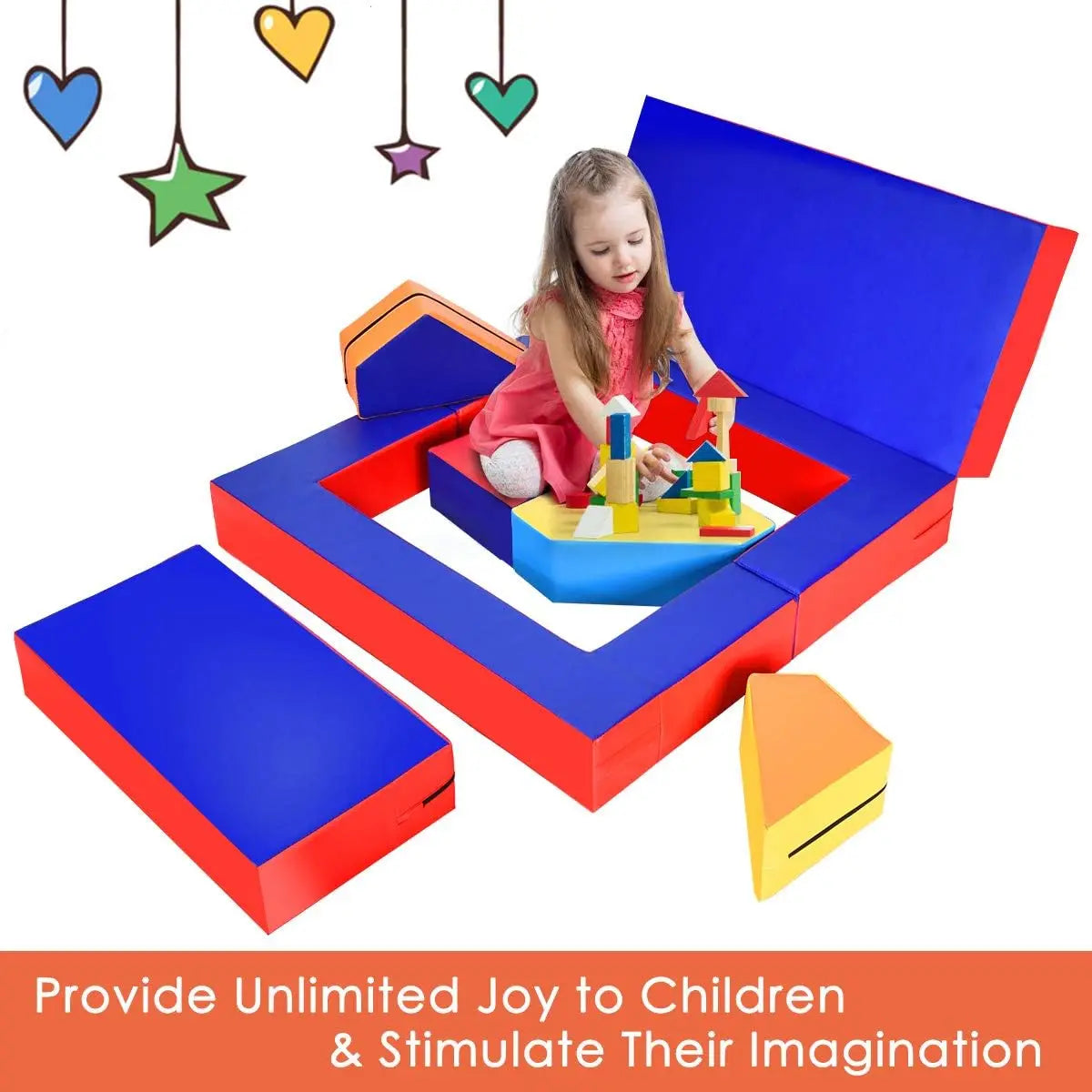 4 in 1 Unique Shapes Convertible Climb and Crawl Foam Set for Climbing Crawling Sliding 8 Piece Colorful PU Activity Play Soft