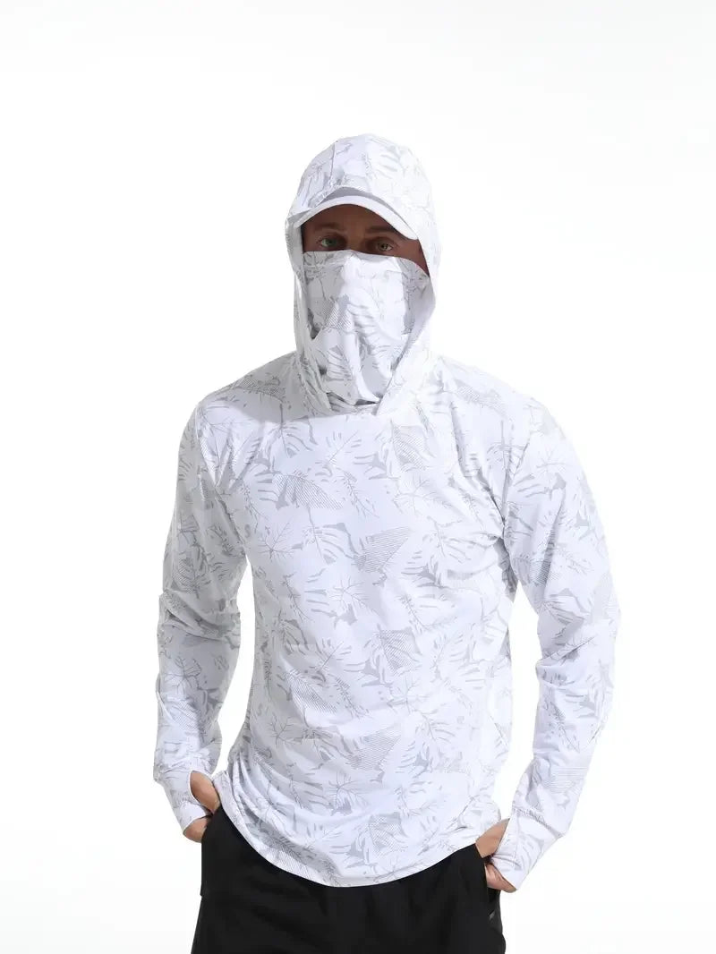 Fishing Shirt Hooded Men Fishing Clothes Outdoor Summer Mask Hoodie