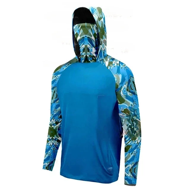 Fishing Shirt Hooded Men Fishing Clothes Outdoor Summer Mask Hoodie