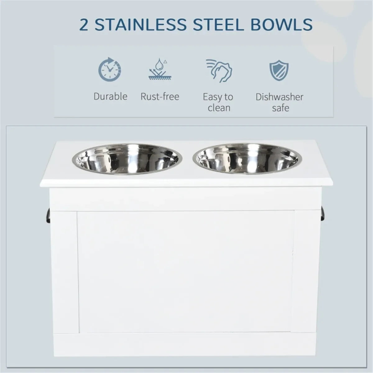 Raised Dog Bowls with Storage for Large Breeds Removable Stainless Steel Bowls Easy Clean Pet Feeding Station