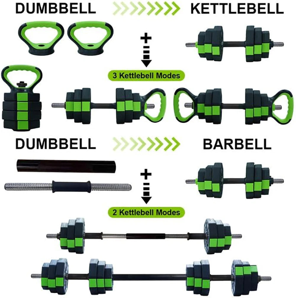 4 In 1 Adjustable Dumbbell Set 44lbs Weight Set with Iron Handle Kettlebell Barbell and Push Up Stand for Home Gym Octagon