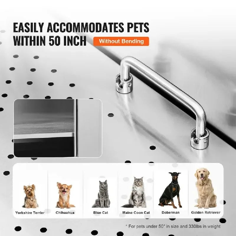 VEVOR 50" Pet Dog Bathing Station w/Stairs, Professional Stainless Steel Dog Grooming Tub w/ Soap Box, Faucet,Rich Accessory, Do