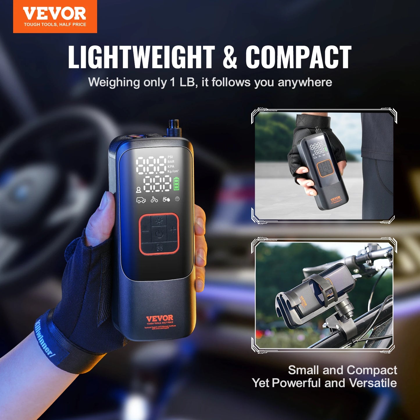 VEVOR Tire Inflator Portable Air Compressor 150 PSI Rechargeable