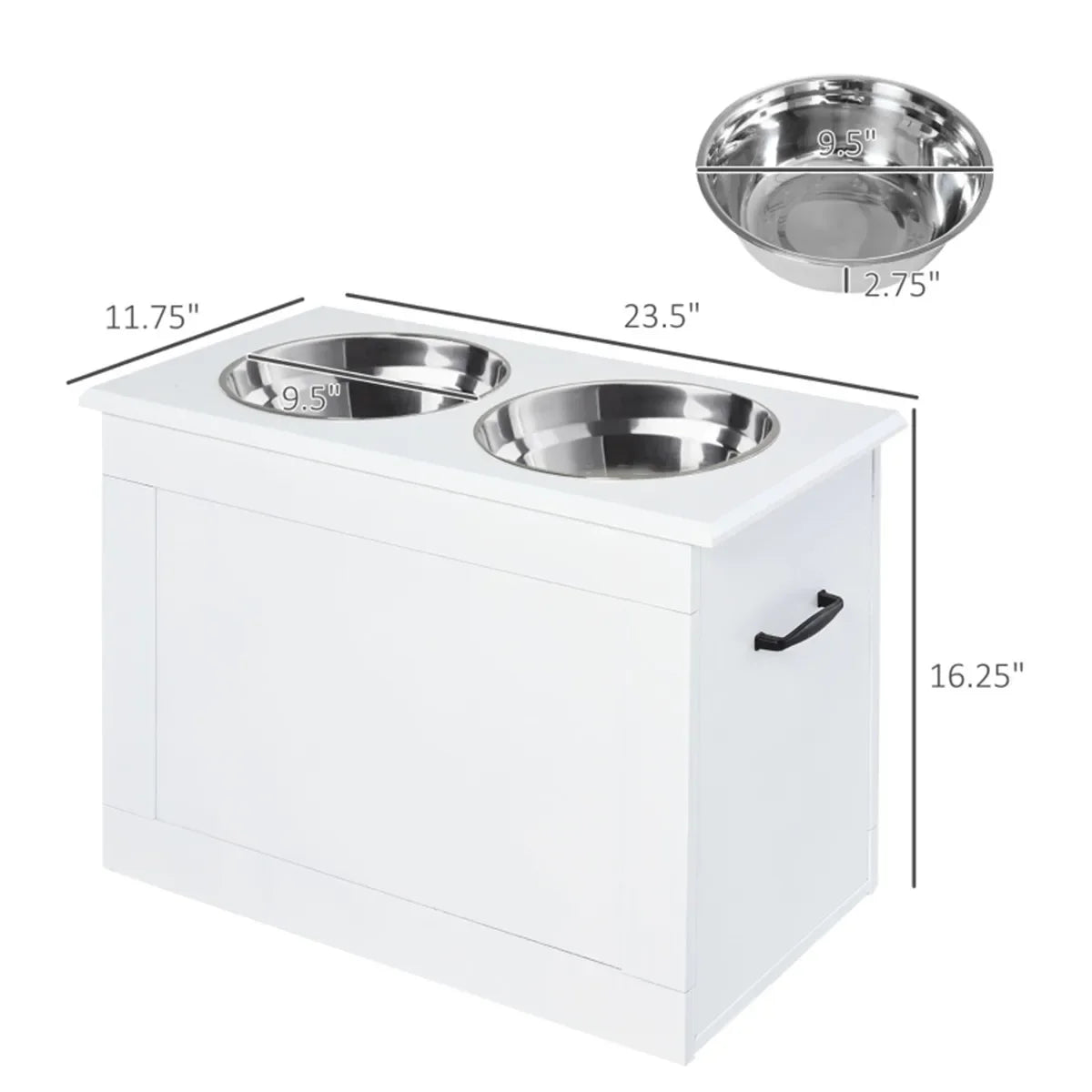 Raised Dog Bowls with Storage for Large Breeds Removable Stainless Steel Bowls Easy Clean Pet Feeding Station