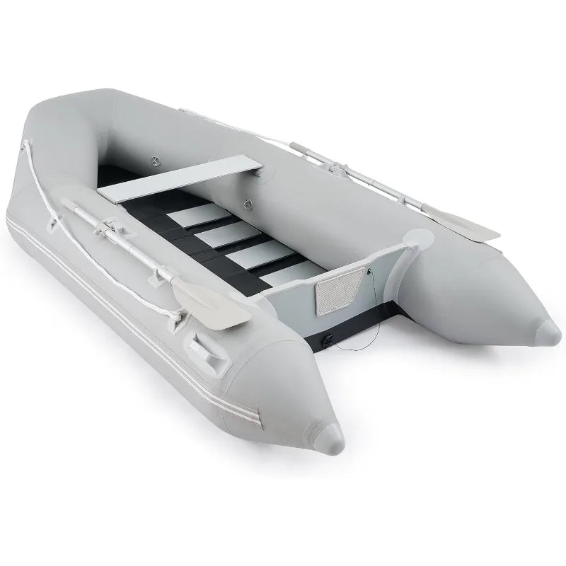 CREWORKS 10ft Inflatable Dinghy Boat, 4 Person 990lb Transom Sport Tender Boat with Pump Aluminum Oars Floor, Heavy Duty