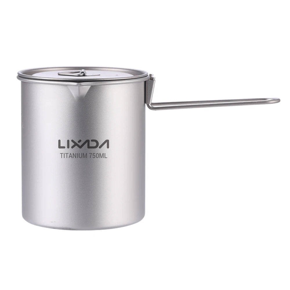 Ti Water Cup with Lid and Handle Outdoor Camping Tea Cup