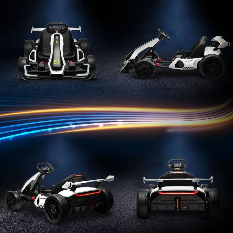 Aosom 24V Electric Go Kart 7.5 MPH Adjustable Seat Drifting Car Battery Powered Ride On Toy Outdoor