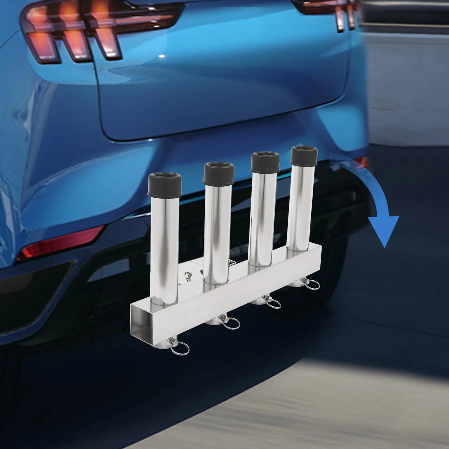 Fishing Rod Car Stands Portable Outdoor Fishing Rod Storage Rack Stainless Steel Pole Holder with 4 Slots