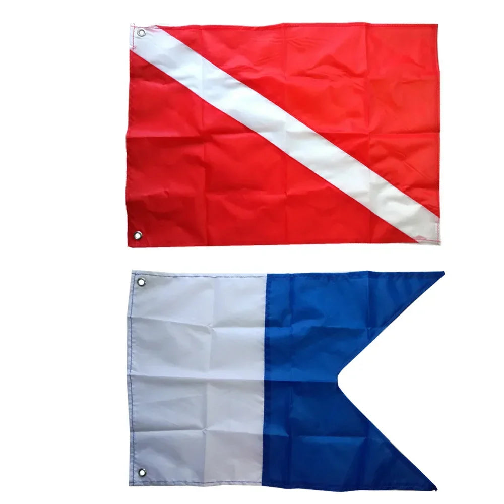 2 Size Large Dive Boat Flag International Sign Universal Scuba Diving Boat Floating Flag with Metal Grommets Accessories Scuba